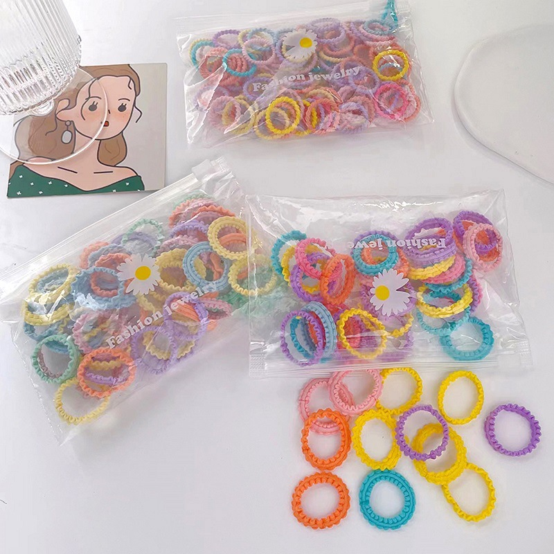 Children's Plush Small Rubber Band Wholesale Small Thumb Ring Bear Hair Ring Head Flower Rubber Ring Hair Ring Seamless Hair Rope