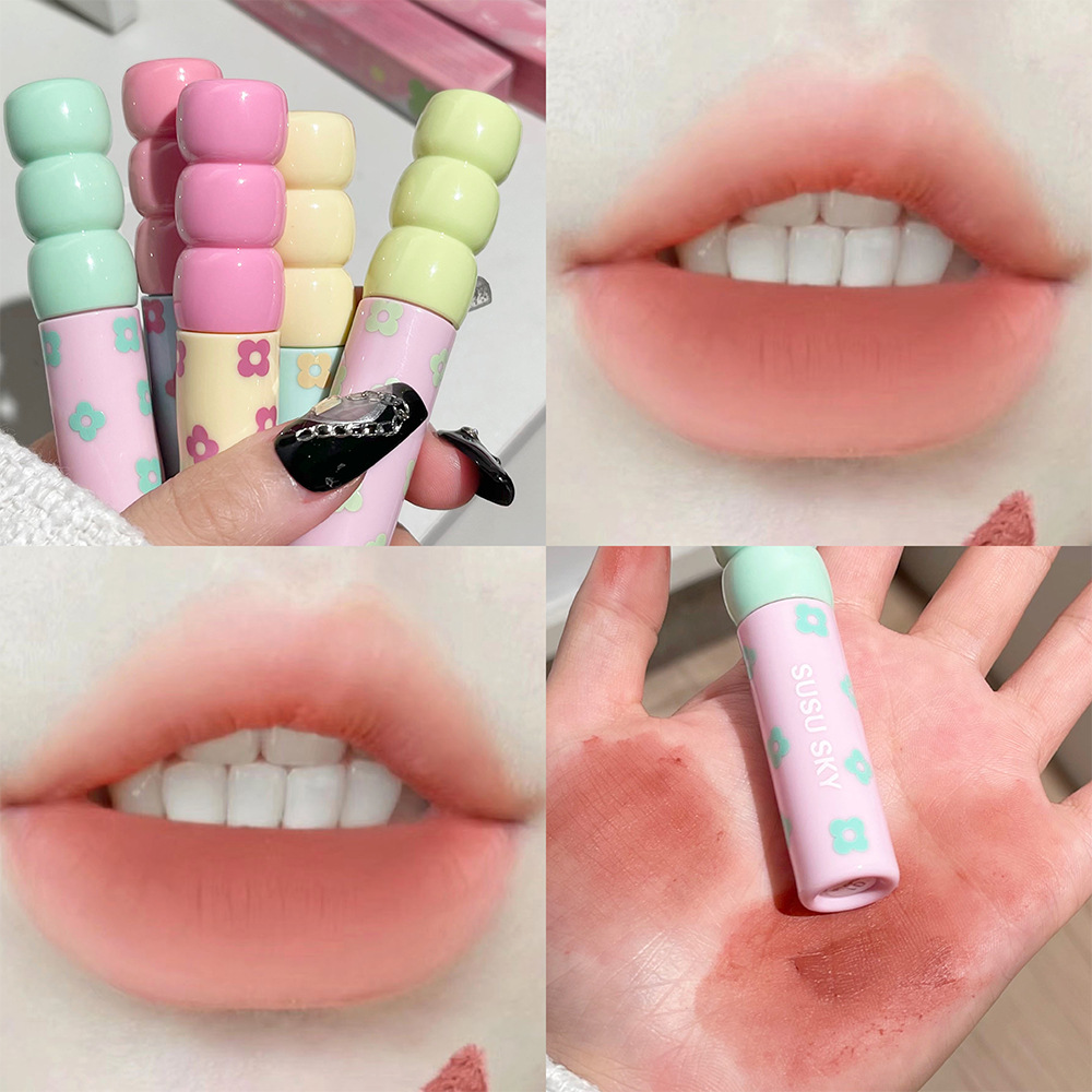 Cute Hold ~ Sugar Gourd Matte Velvet Matte Lip Mud White and Does Not Fade No Stain on Cup Student Party Fake Plain Face