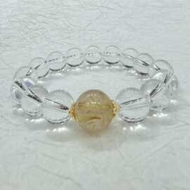 新中式手链白水晶金发晶天然石多巴胺手工百搭国风直播批发