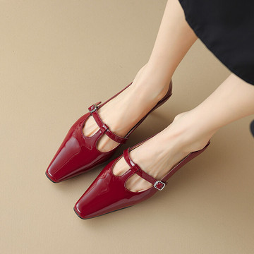 成都女鞋春秋季新款鞋子方头细跟高跟鞋搭扣通勤玛丽珍鞋优雅单鞋