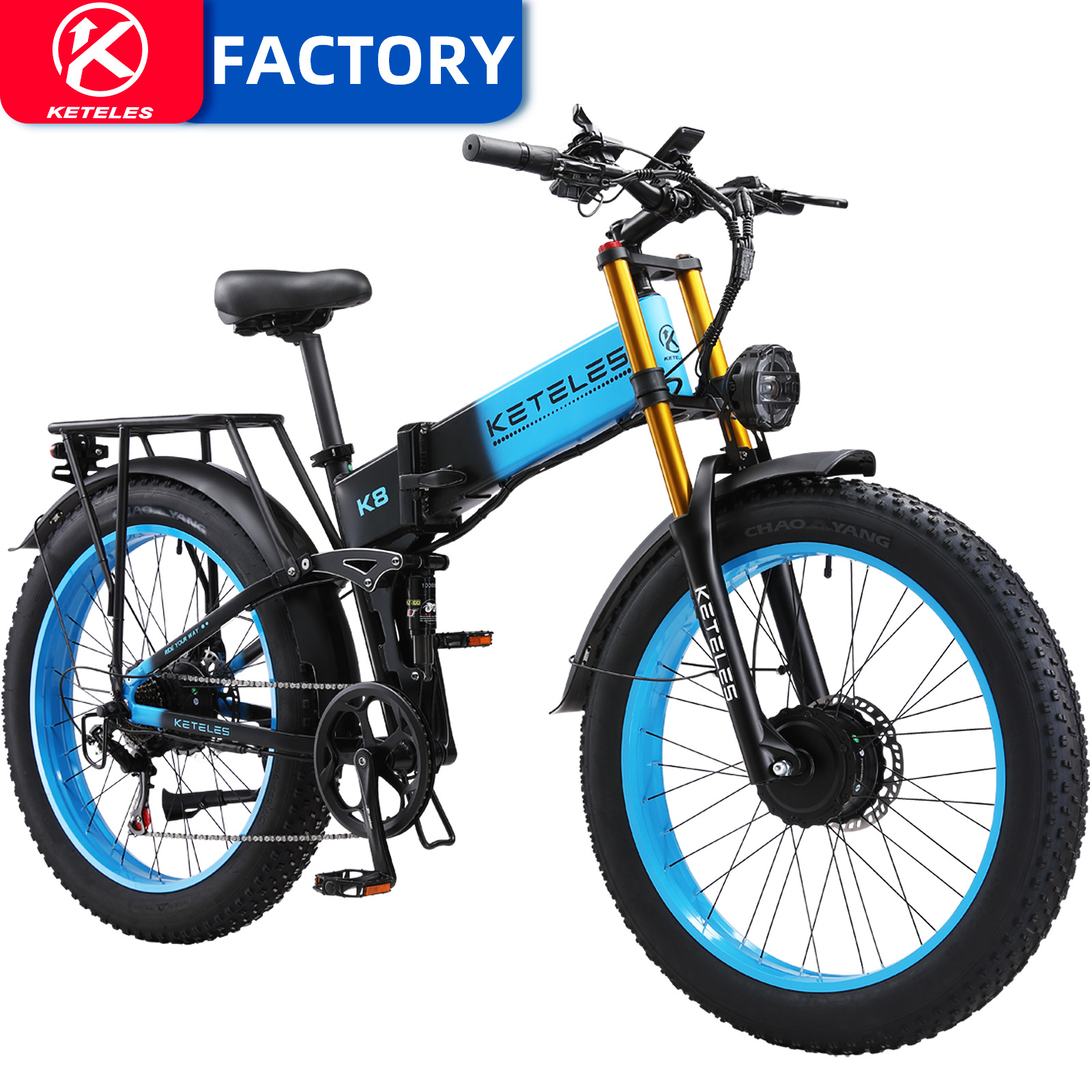 源头工厂k8 折叠双电机电动自行车 铝合金软尾车架越野肥胎助力车