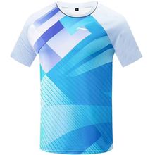 夏季热卖羽毛球兵乒球运动网球衣T恤男士3D数码印花圆领短袖上衣