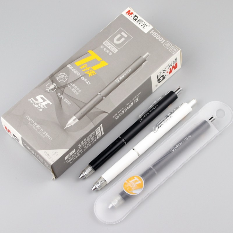 晨光中性笔优品针爽0.38黑色agph8001学生水笔(10支)-阿里巴巴