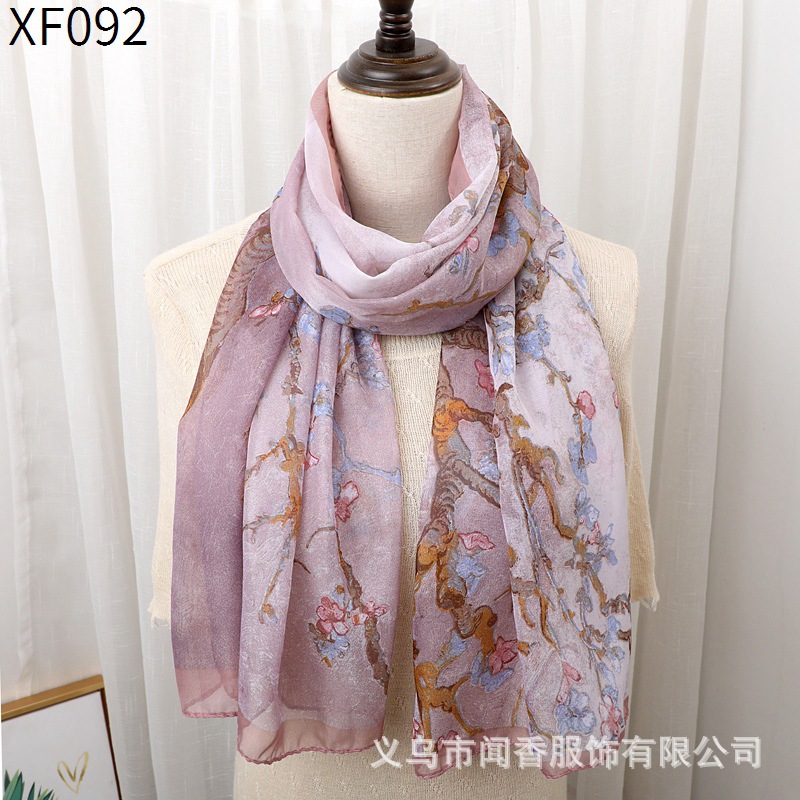 Chiffon Printed Scarf Mother Fashion All-Match Silk Scarf Female 155 * 50cm Chiffon Long Silk Scarf Factory Wholesale