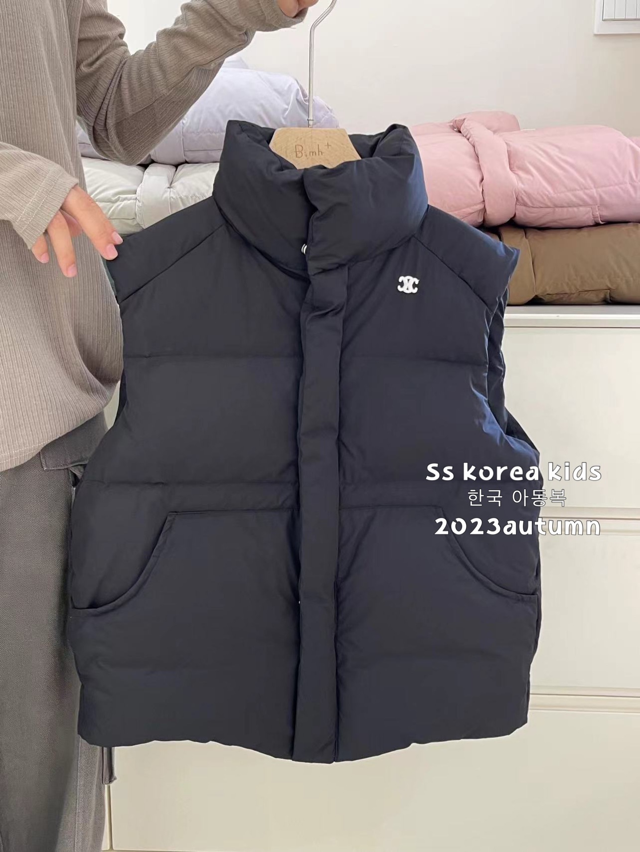 波拉bora韩国童装儿童羽绒服马甲2023新款男童女童白鸭绒背心外套