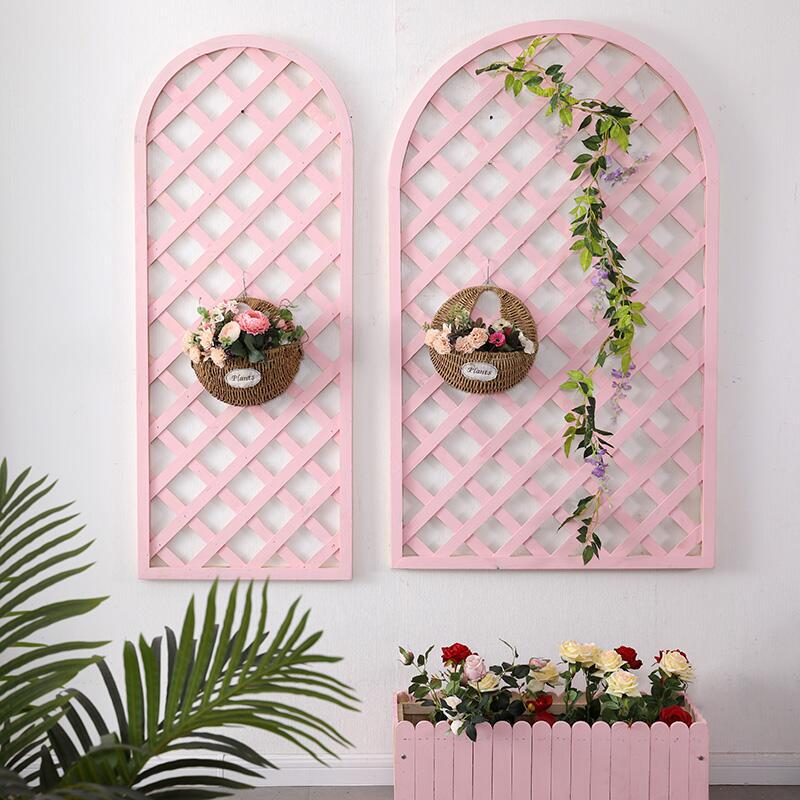 阳台花盆挂架墙壁防腐木花架墙上网格绿萝置物架外墙户外悬挂墙角