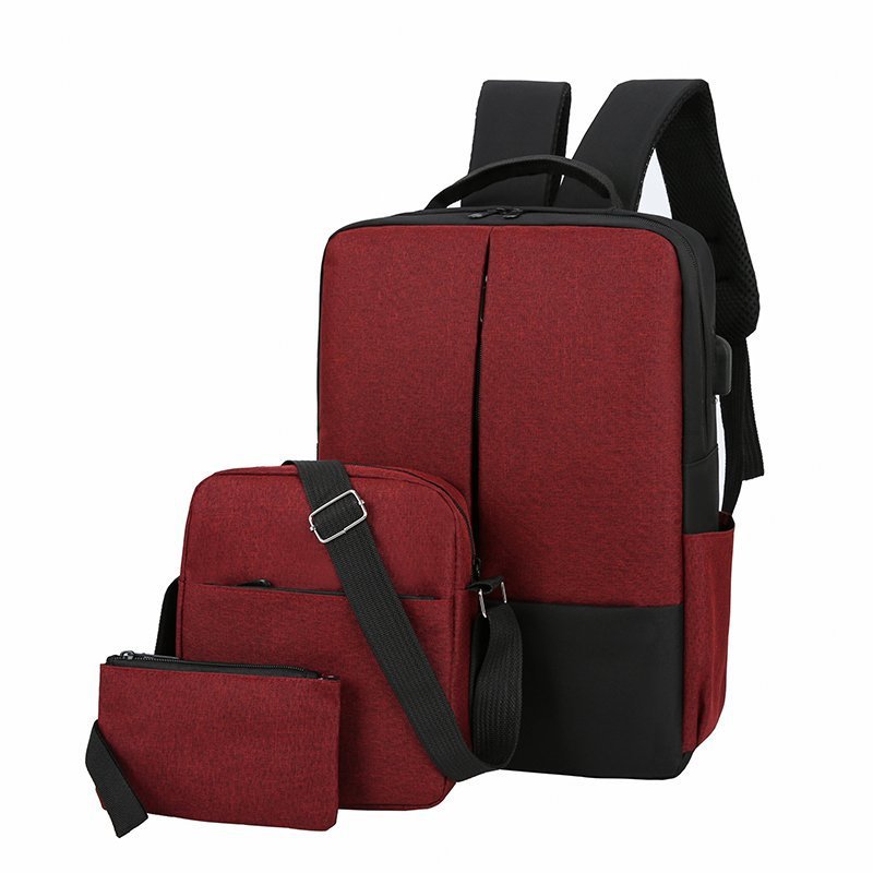 Factory Wholesale Backpack Three-Piece Set New Casual Men and Women Same Style Student Notebook Computer Schoolbag