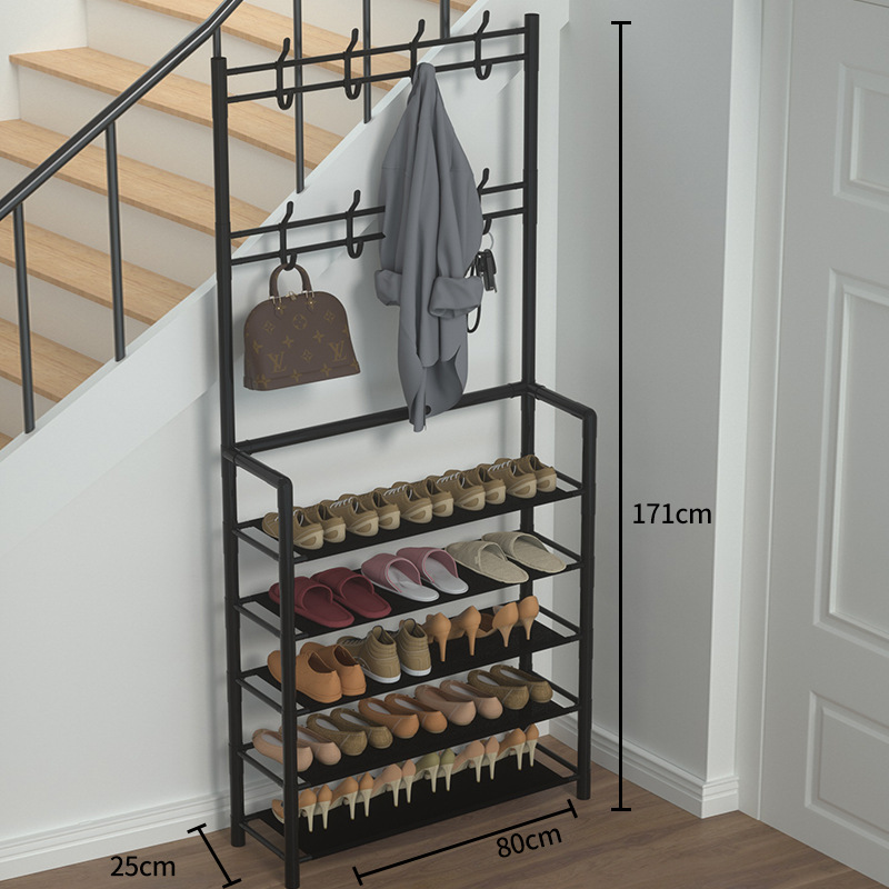 Clearance Shoe Rack Folding Group and Student Shoe Rack Household Multi-Functional Coat Rack Doorway Hallway Shoes and Hat Rack Storage Rack