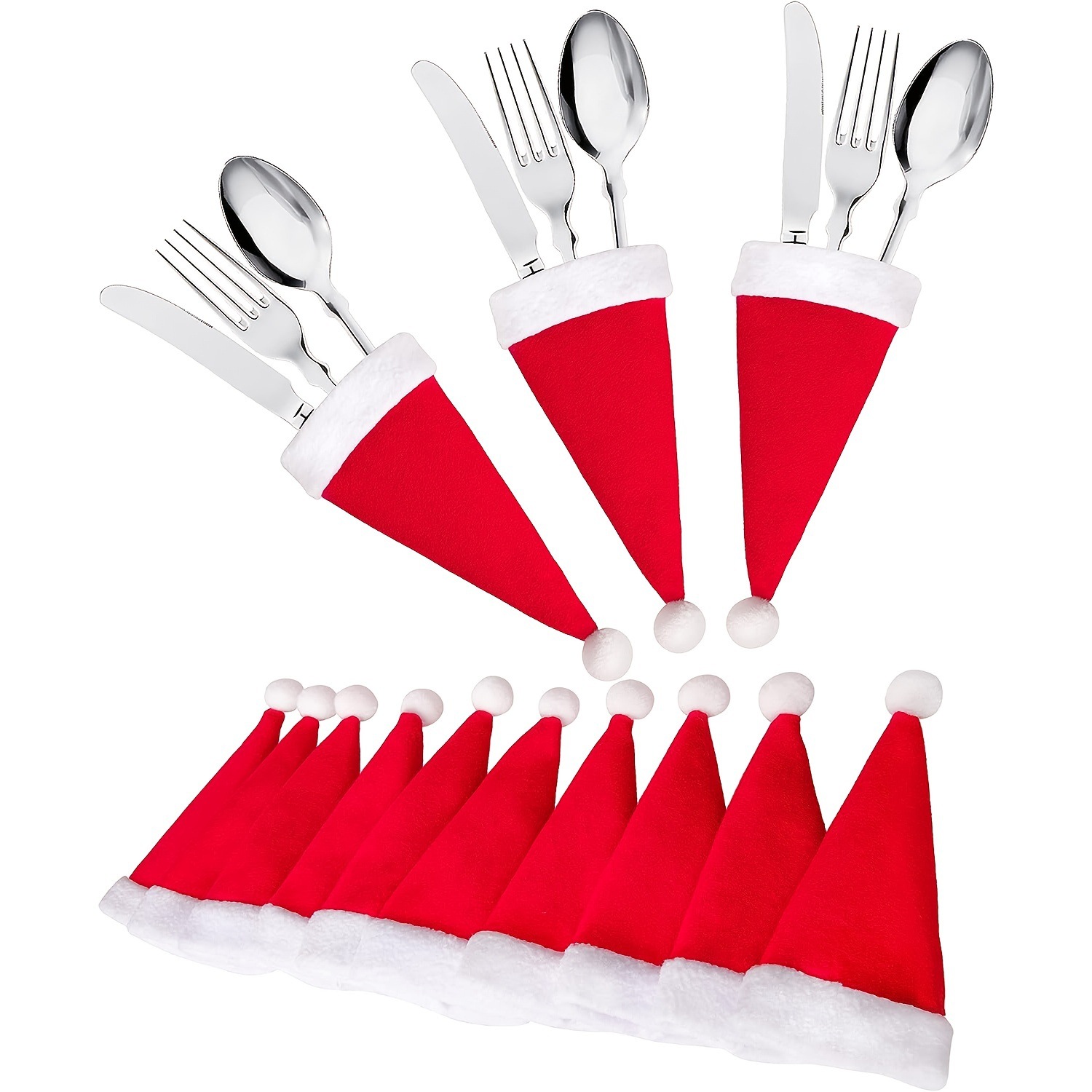 christmas decoration supplies mini christmas hat red flannel fabric knife and fork set bottle cover christmas mini small hat