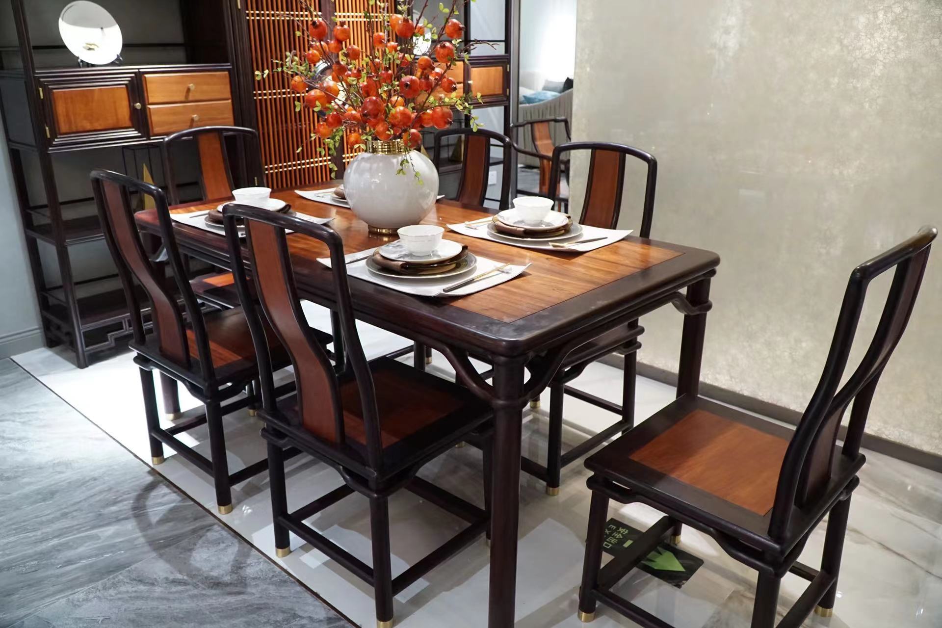 0成交0套红木餐桌方形餐台鸡翅木 中式家用餐桌红木家具饭长桌休闲四