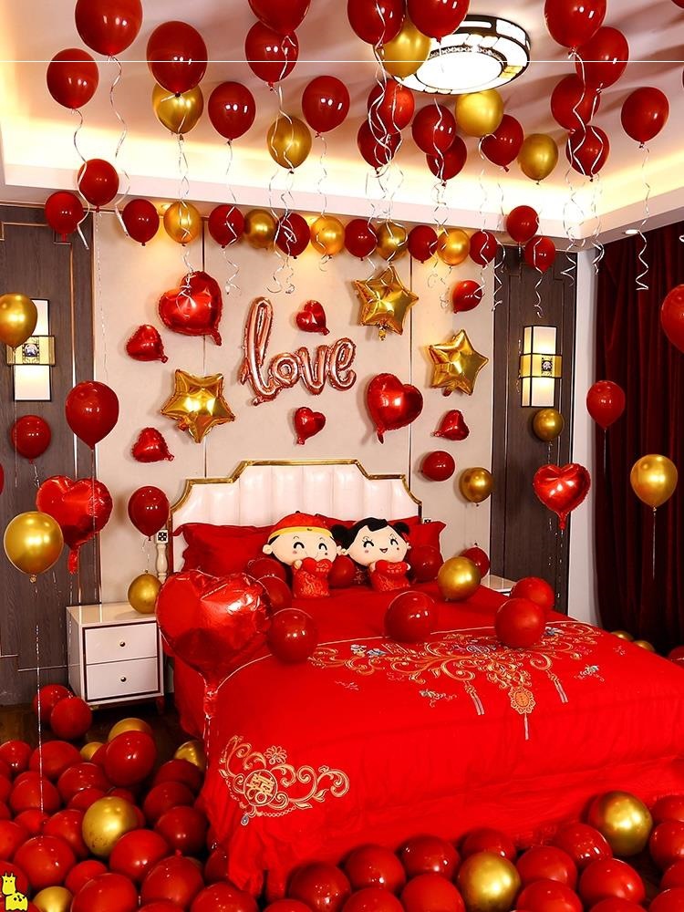 出嫁娘家房间布置北欧风格婚房间气球装饰婚庆大气新娘家酒店