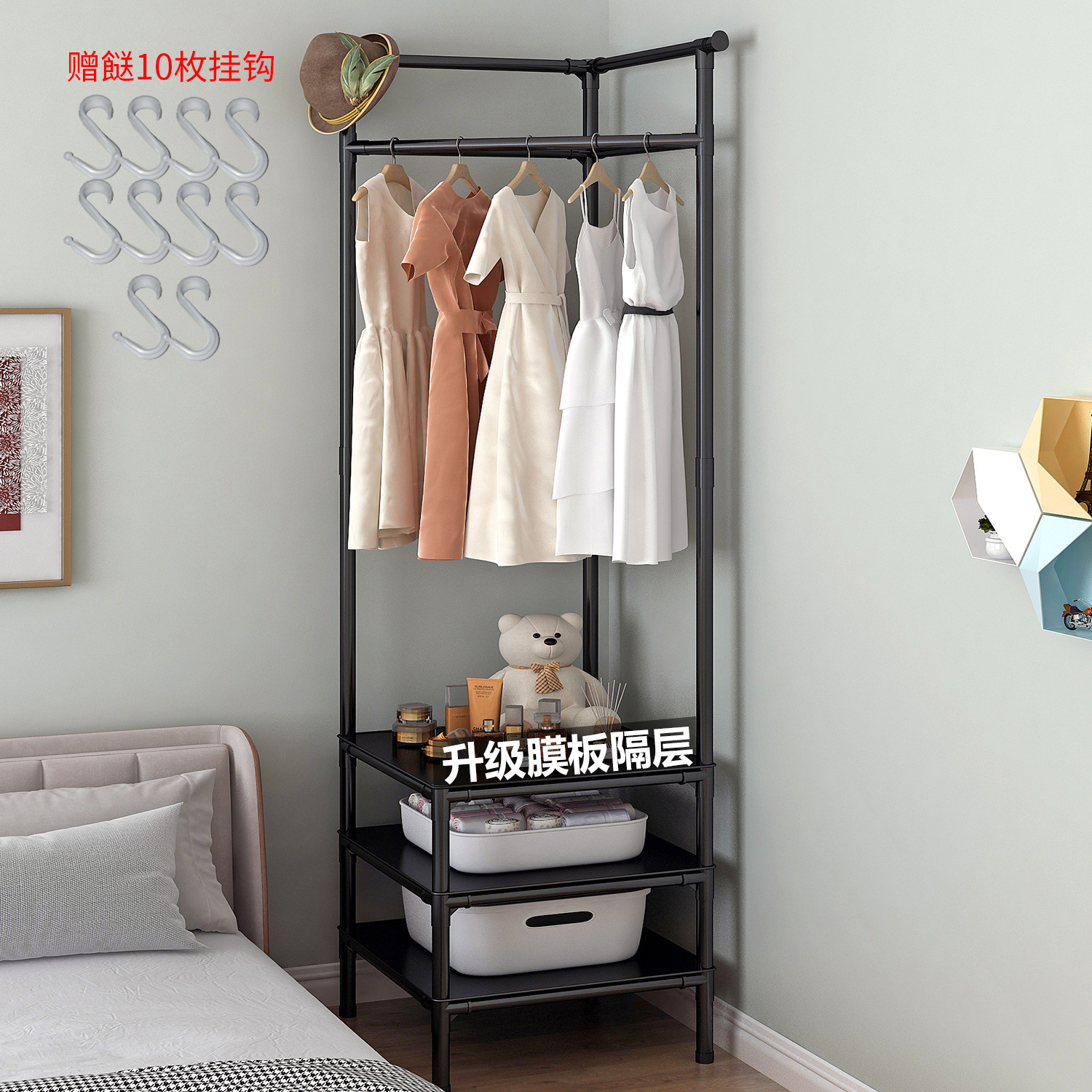 simple hanger corner coat rack household bedroom floor storage fantastic multi-functional clothes hanger indoor hanger