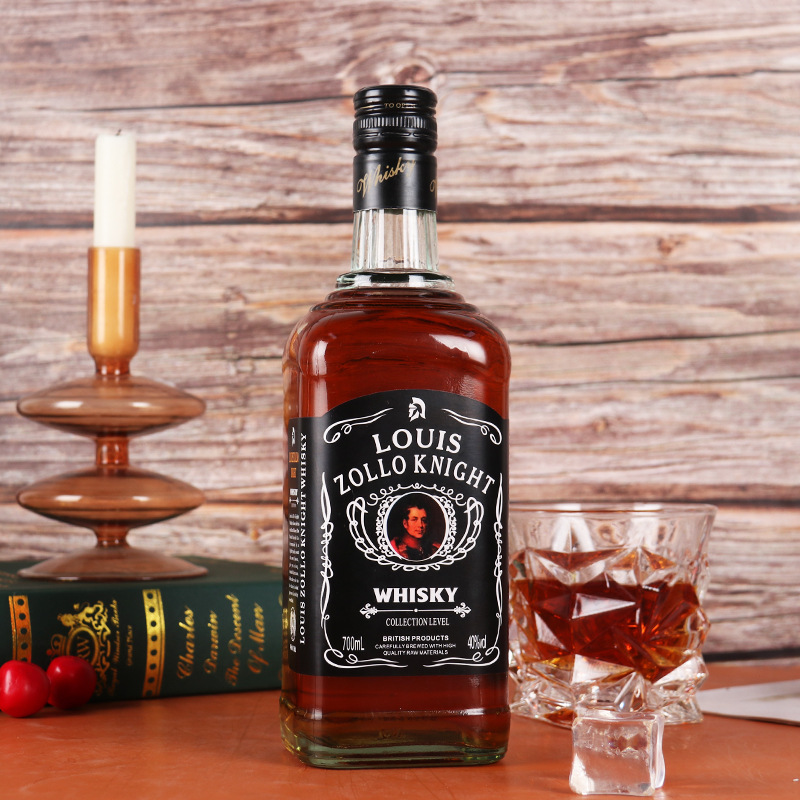 厂家直销英国进口威士忌整箱批发40度黑色方瓶高度烈酒代发威士忌