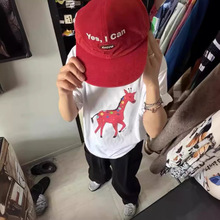 【预售】韩国东大门Dohwaji 2024夏新款卡通长颈鹿印花短袖T恤