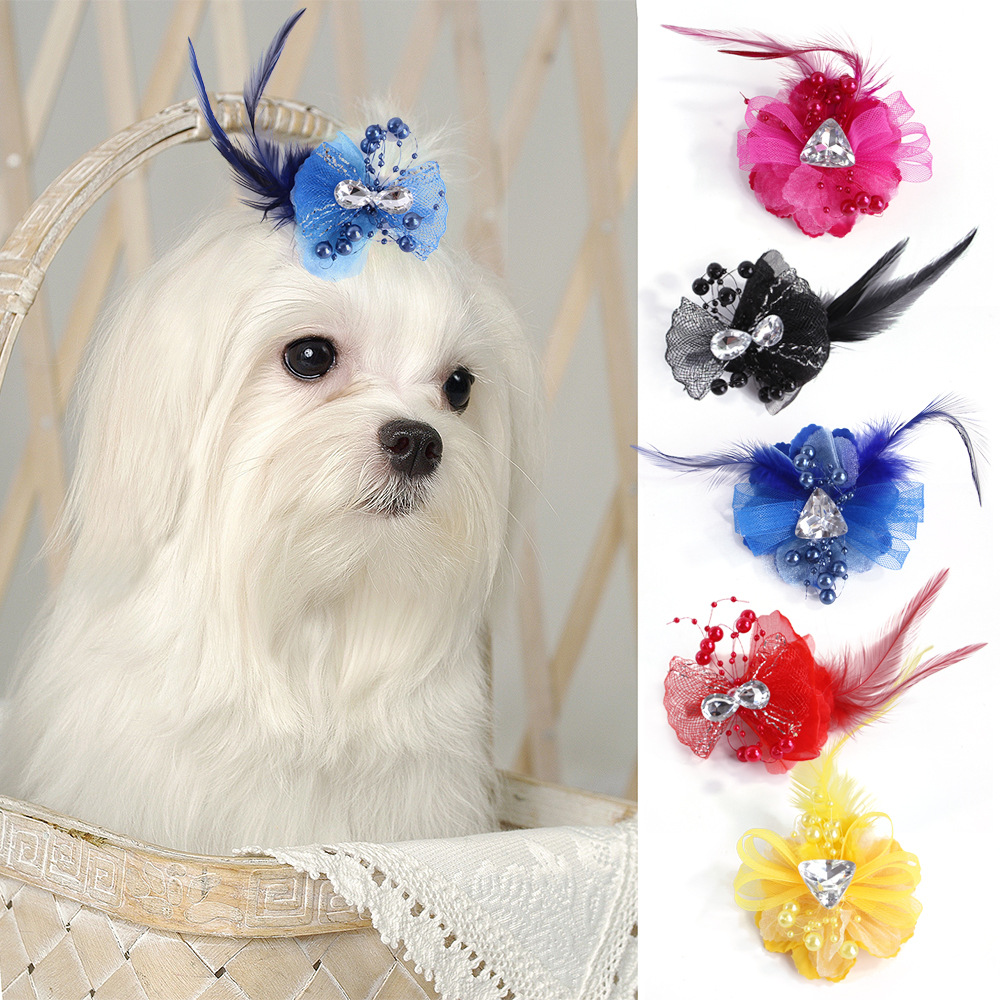 Factory in Stock Pet Hairpin Headdress Princess Style Flower Bow Tie Cat Headdress Pet Decorations