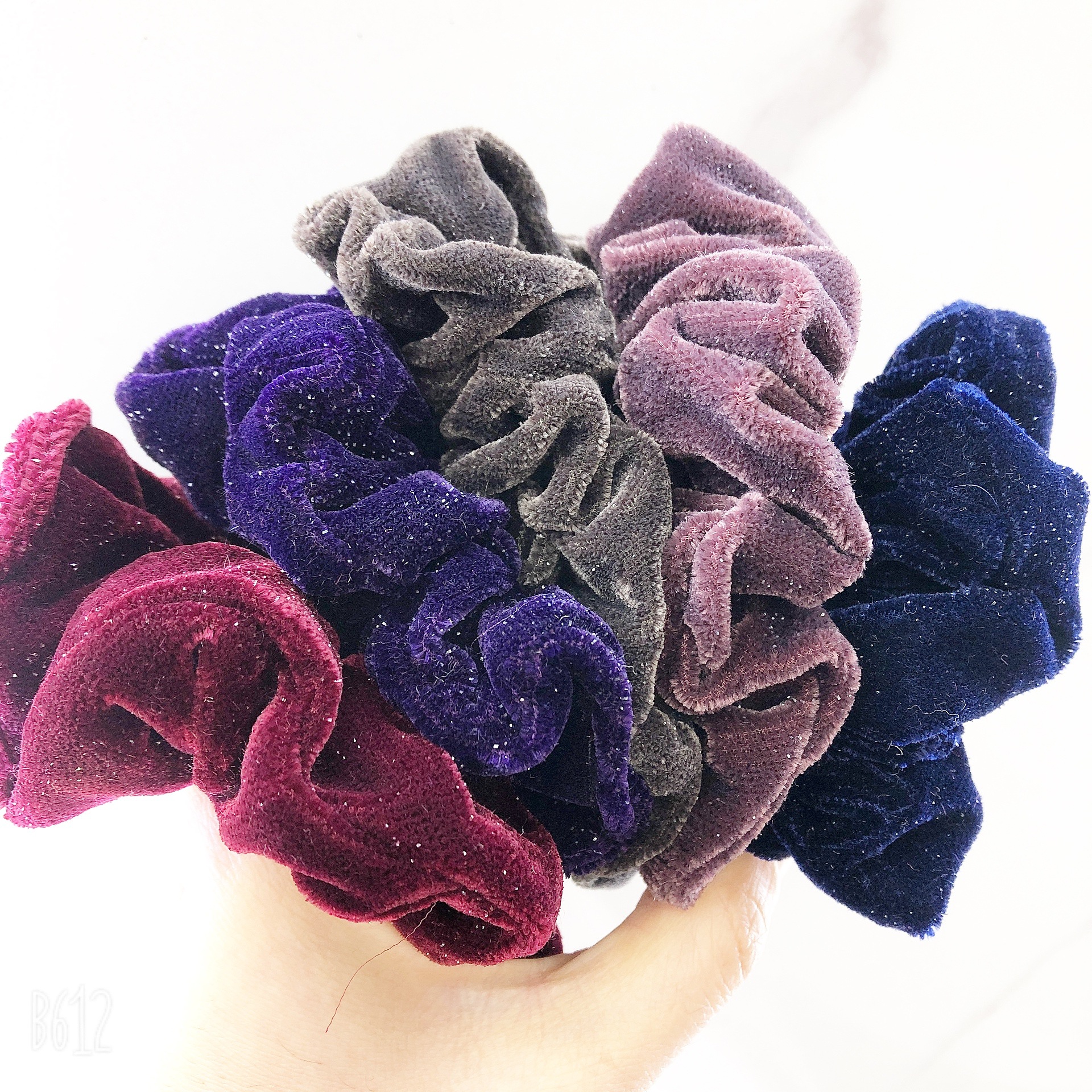 韩国天鹅绒丝绒满天星丸子头黑职业发绳发饰头饰头花发圈百搭