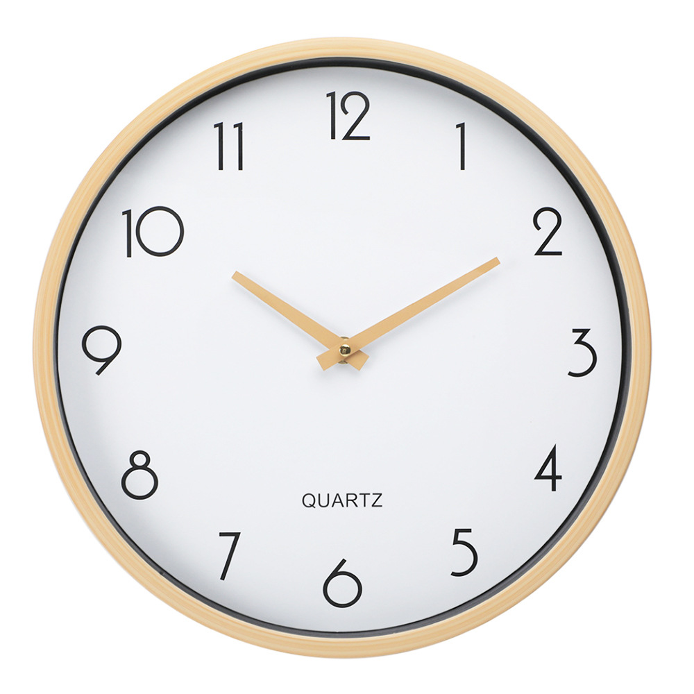 E-Commerce Cross-Border Hot Solid Wood Mute Scanning Simple Design Artistic Clock Nordic Wooden Clock Wooden Wall Clock