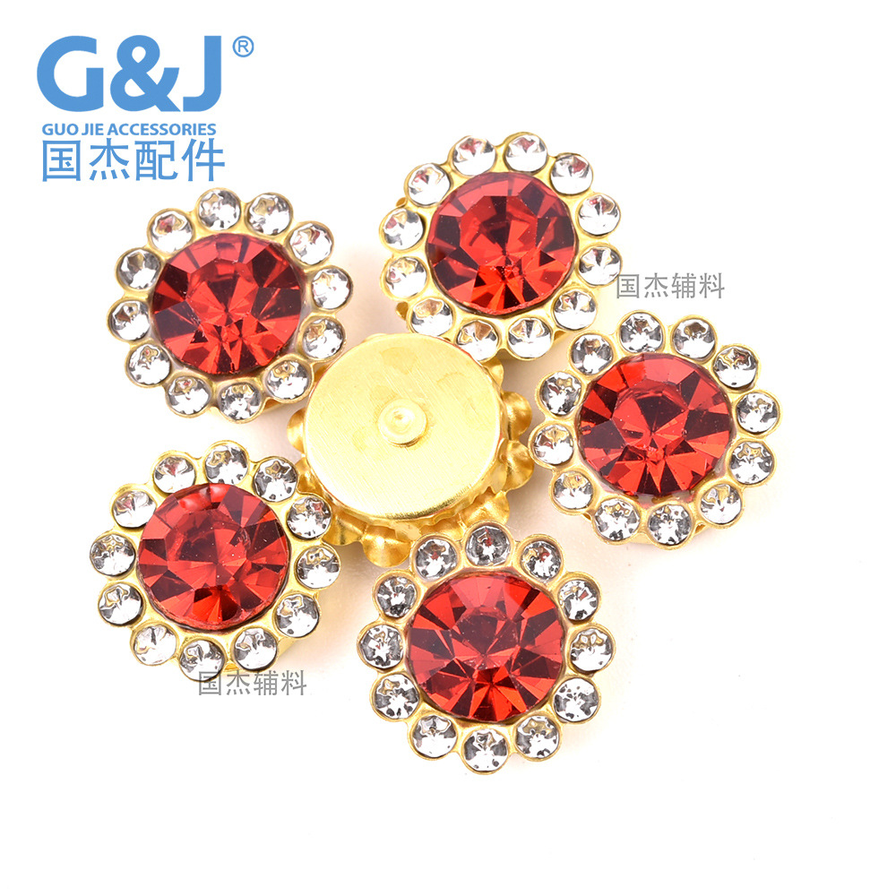 9. 8mm round SUNFLOWER Rhinestone Nail Beauty Hair Band DIY Ornament Accessories Mobile Phone Decorative Paster Stick-on Crystals