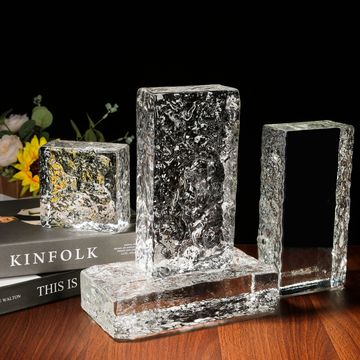 超白玻璃砖水晶砖隔断墙网红屏风透明背景墙方形实心双面冰纹砖块