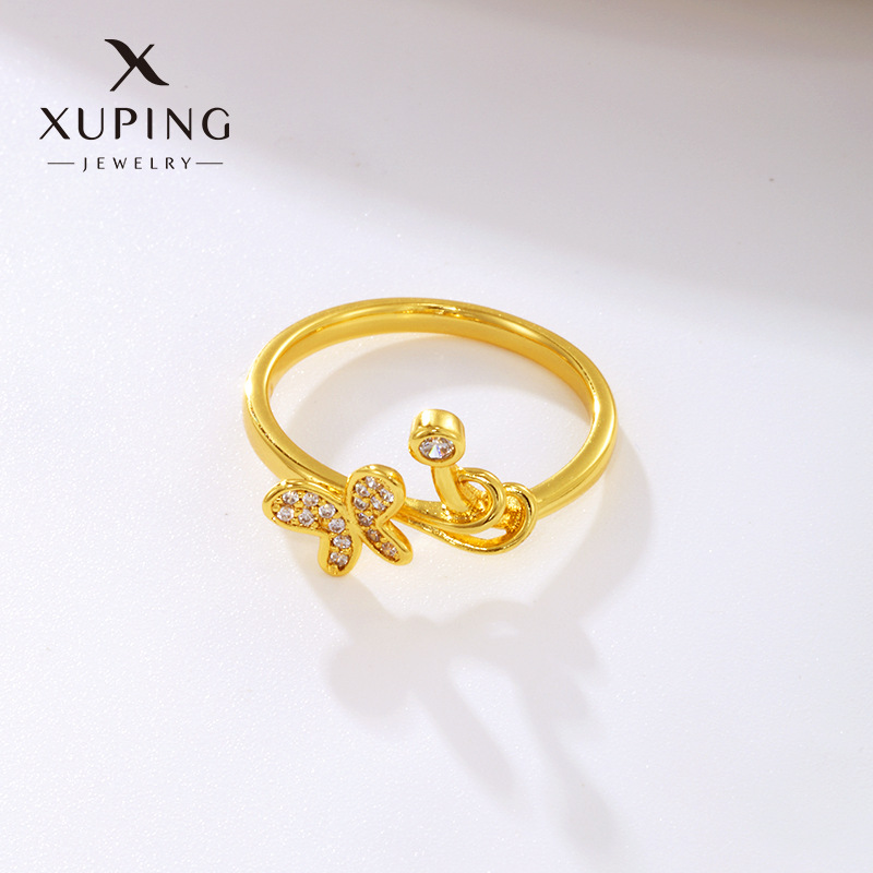 xuping jewelry butterfly inlaid zirconium alloy ring japanese， korean， european and american fashion special interest light luxury index finger ring ornament wholesale for women