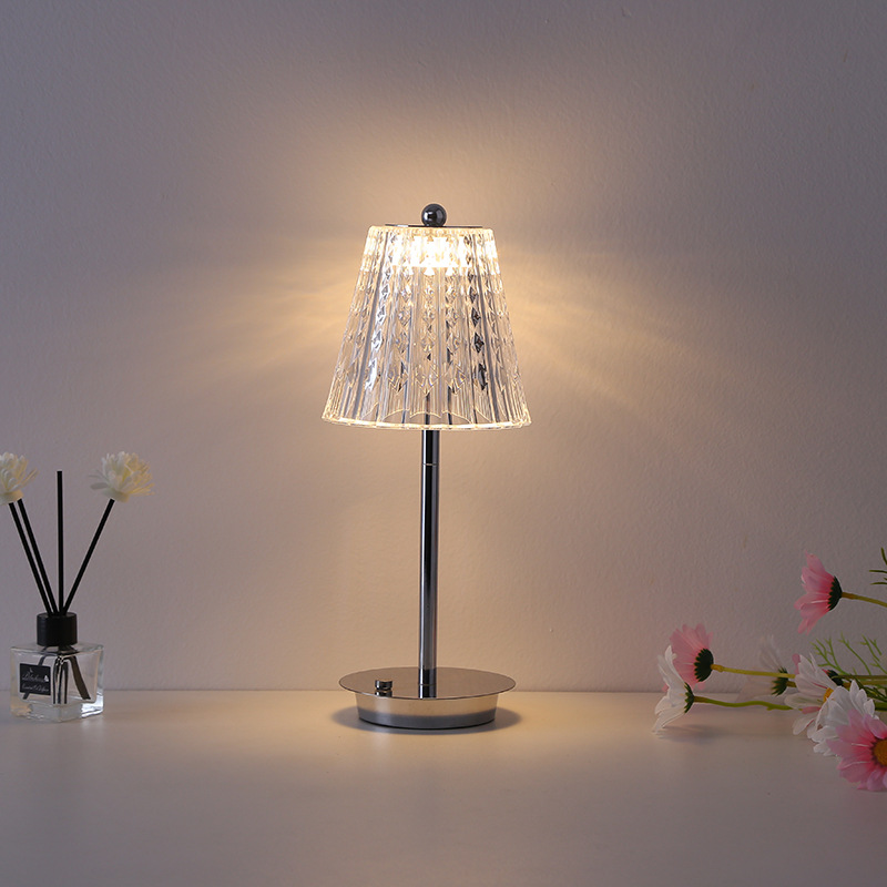 Factory Customized Simple Metal Crystal Lamp Touch Bedroom Bedside Creative Atmosphere Bar Romantic Diamond Lamp