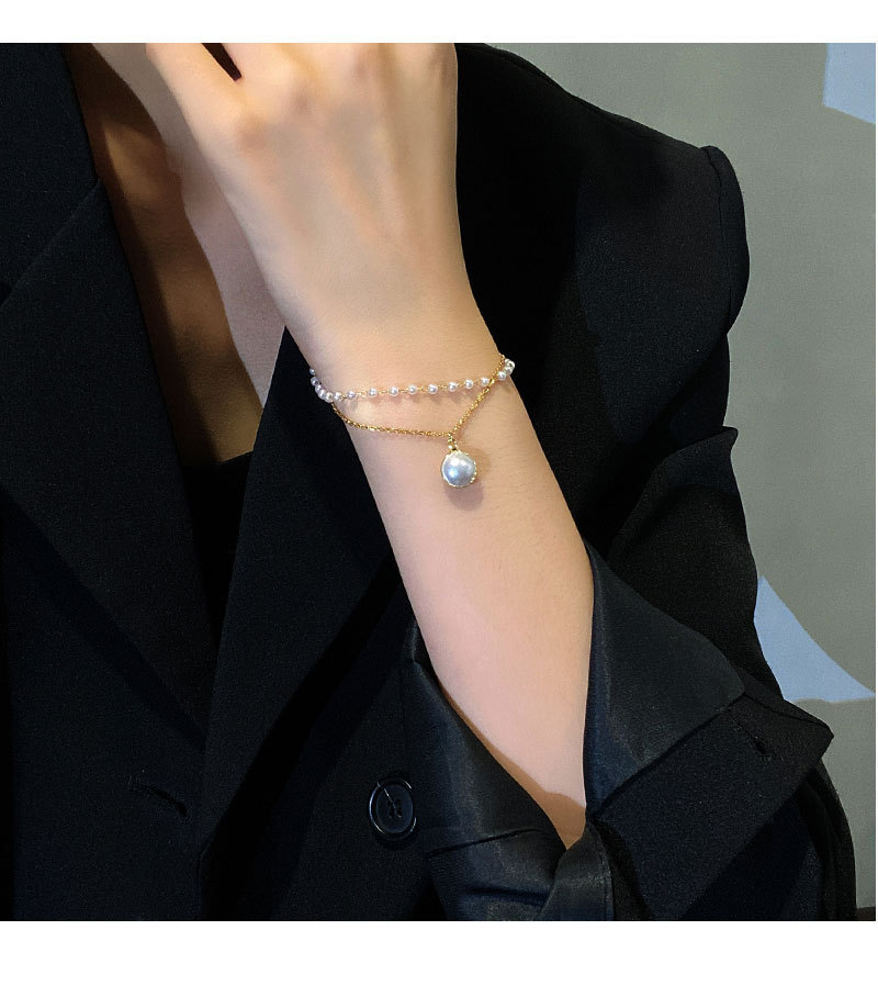 韩版ins风双层珍珠手链女小众设计简约网红手镯复古百搭超仙手环