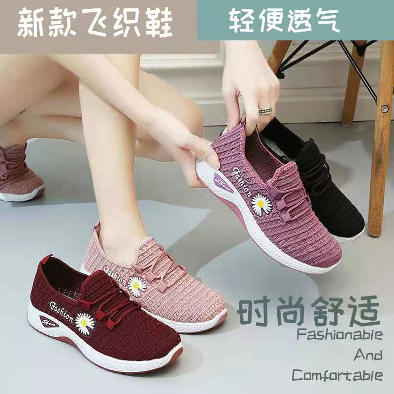 One Piece Dropshipping Women's Zhenfei Woven Walking Shoes Platform plus Durable Women's Lace up Shoes Flat Bottom Running Sneaker