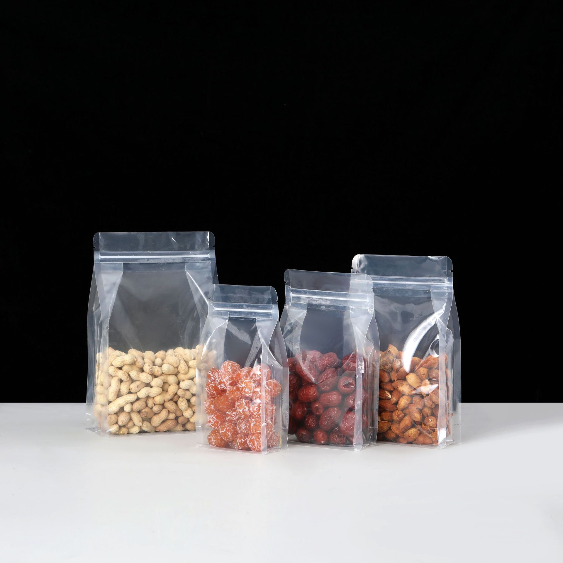 厂家直销现货批发食品密封包装袋 八边封透明复合塑料自立自封袋