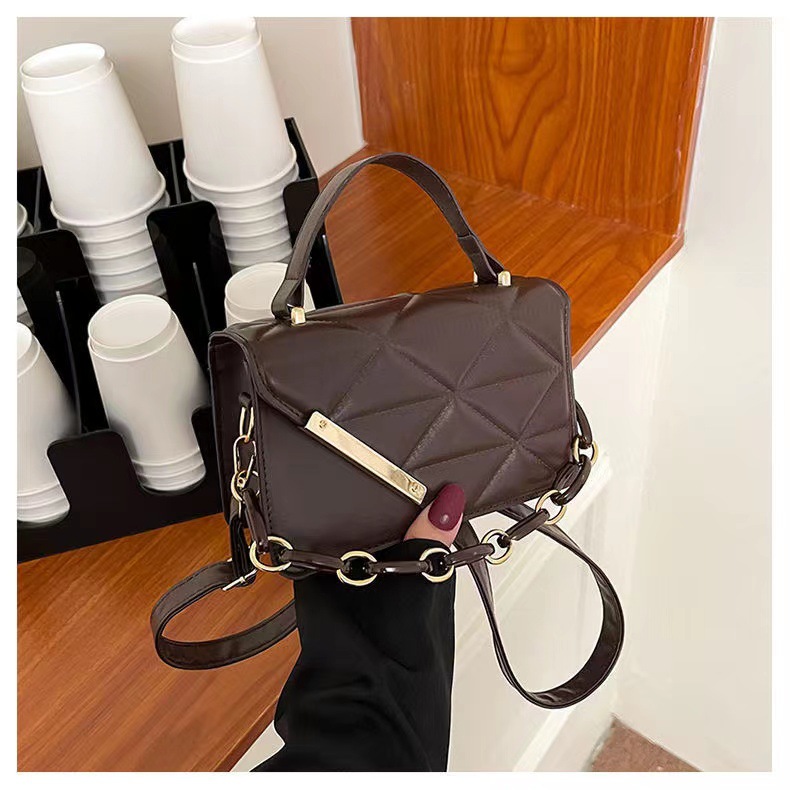 New 2023 Rhombus Pattern High Quality Bag Women's Trendy Small Square Bag Fashion Chain Bags Solid Color Shoulder Messenger Bag