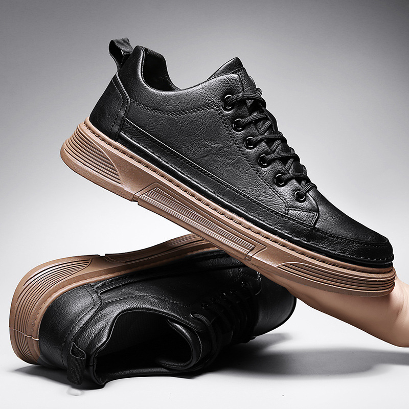2023秋冬新款休闲小黑鞋男韩版时尚四季运动板鞋低帮劳保工作鞋男