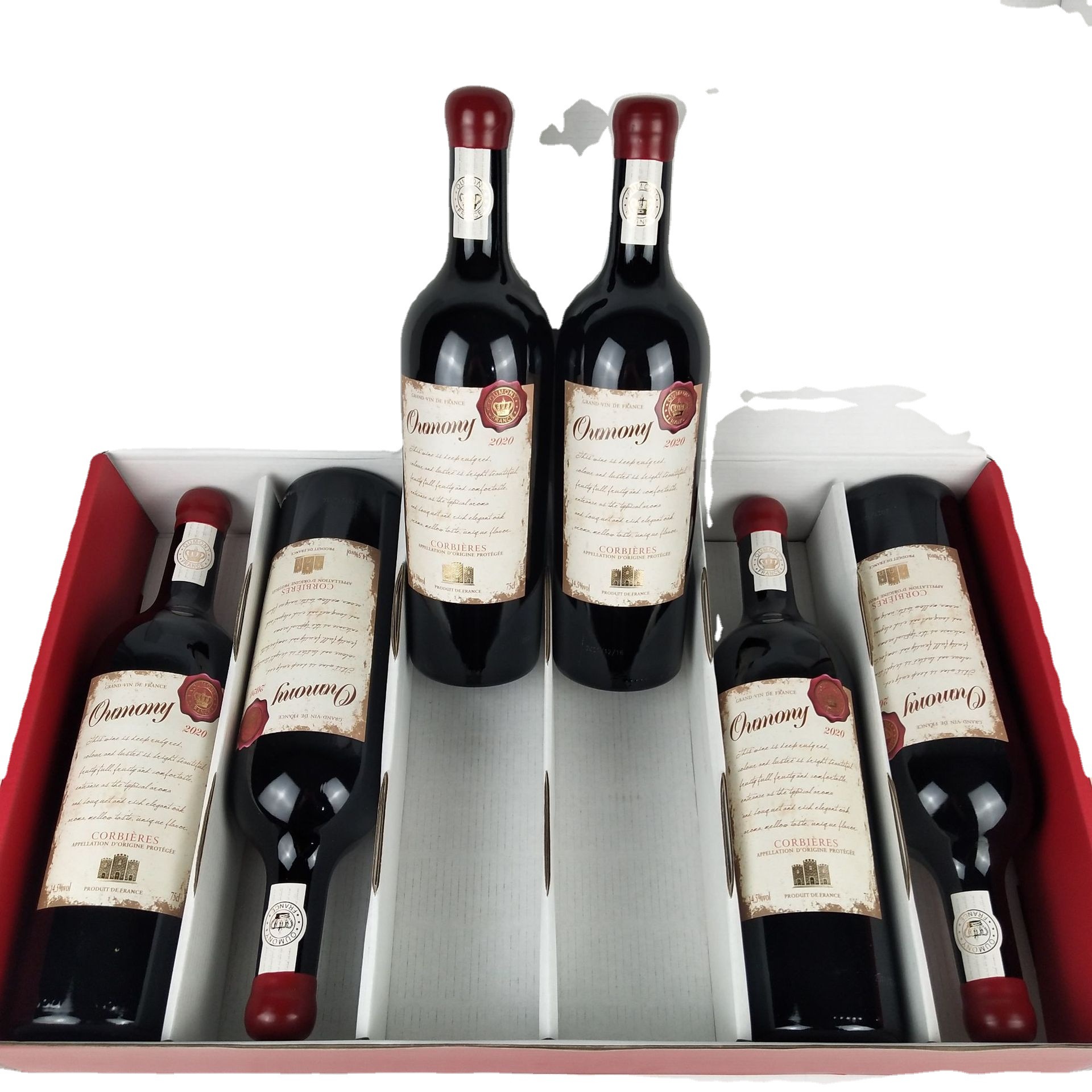 法国进口红酒重型瓶蜡封口 欧莫尼干红葡萄酒14.