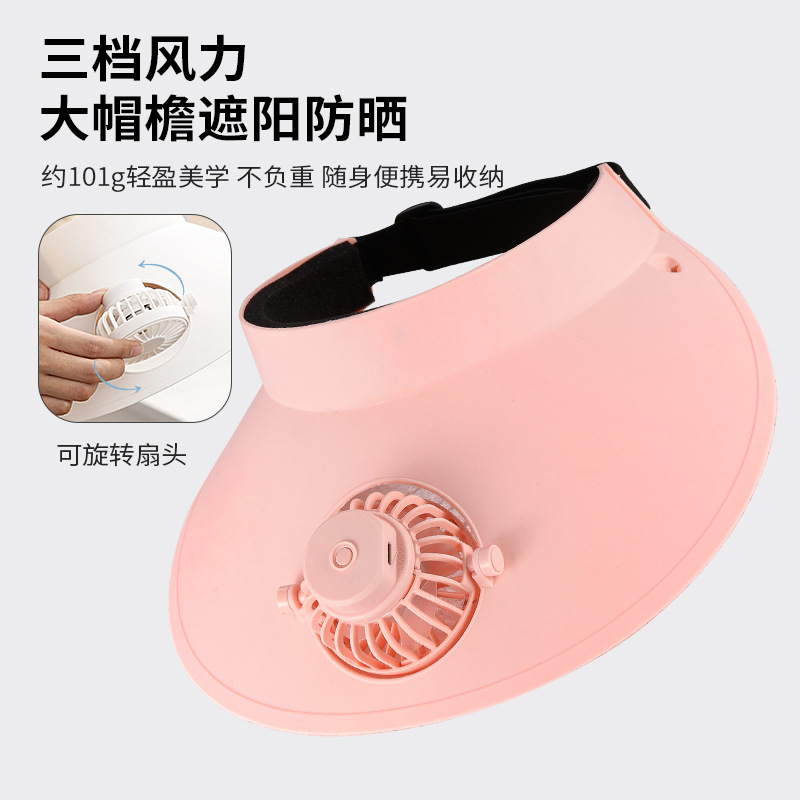 Cross-Border New Arrival Summer Sun-Proof Fan Simple Rotatable Large Wind Outdoor Usb Charging Hat Fan