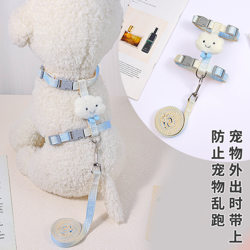 Dog Cat Pulling Rope Cat Chain Anti Breaking Loose Adjustable Vest Cat Leash Puppy Teddy Pet's Chest-Back
