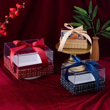 小香风结婚伴娘伴手礼礼盒婚庆礼品盒茶色透明亚克力高档礼盒批发