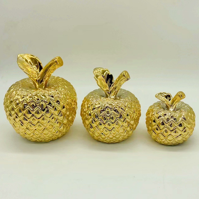 Fruit Apple Electroplating Golden Champagne Golden Pineapple Pineapple Ceramic Decoration Home Ornament Furnishing Crafts 6