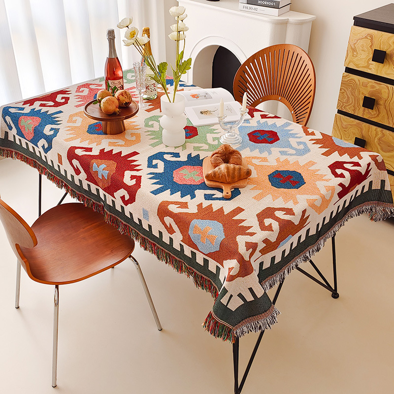 American Tablecloth Pastoral Style Table Mat Double-Sided Tablecloth Cotton Linen High-Grade Dining Tablecloth Camping Mat B & B Desk Pad