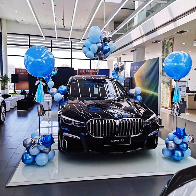 36寸蓝色系列空飘气球立柱4s汽车店商场店铺开业节日庆典活动布置