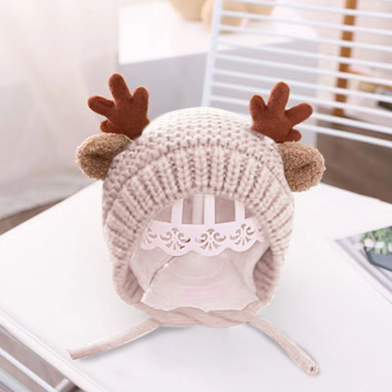 Baby Hat Autumn and Winter Boys Baby Wool Cap Antlers Ears Girls Knitted Earflaps Cap Children Warm Hat