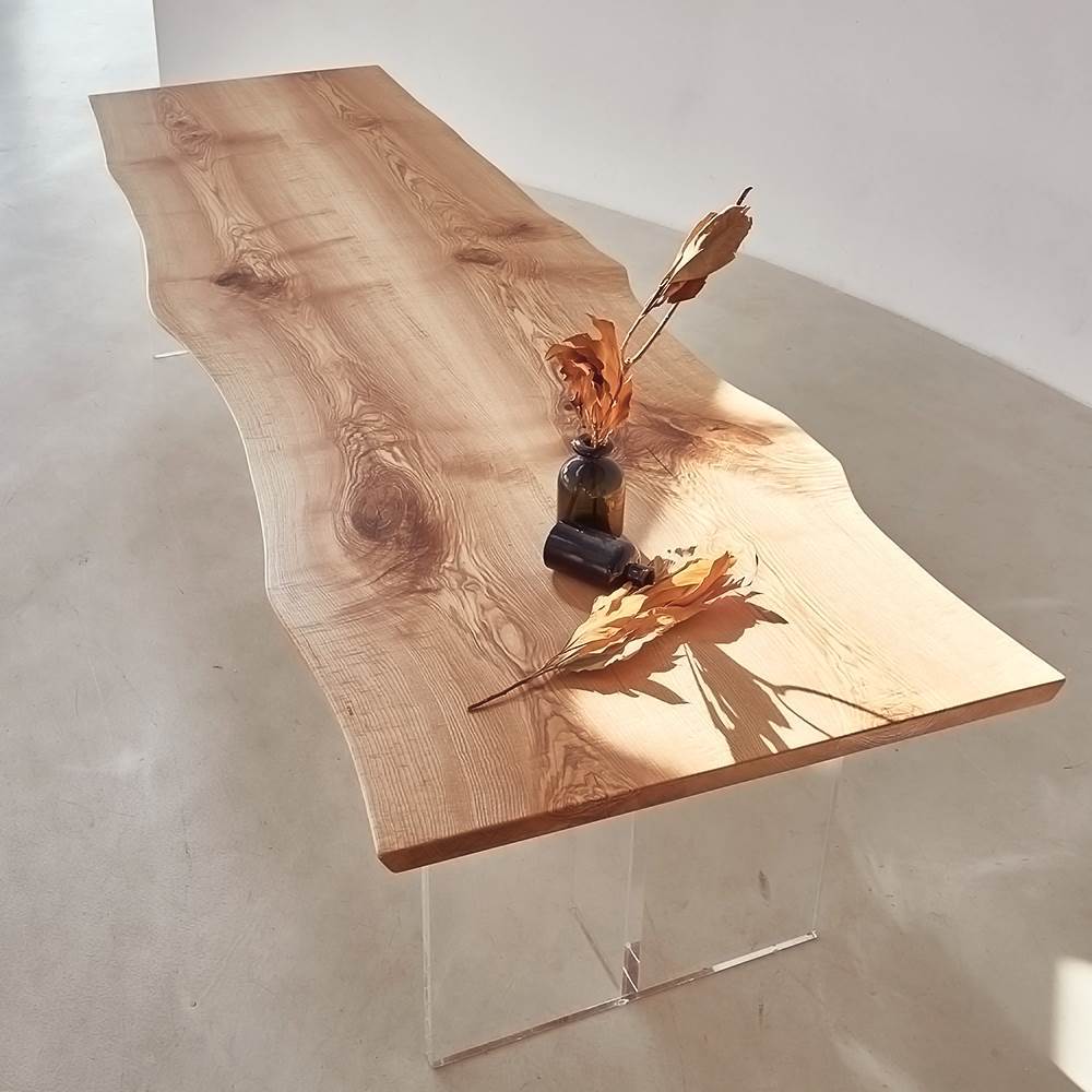 轻奢亚克力悬空餐桌家用创意实木极简书桌工作台办公桌设计师桌子