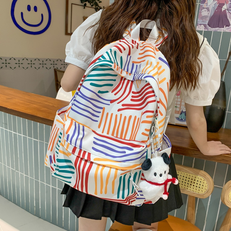 Campus Schoolbag Female College Student Fashion Color Backpack Junior High School Student Computer Bag Large Capacity High School Travel Backpack