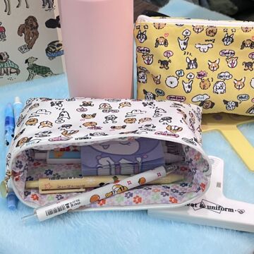 小红书同款小狗笔袋学生ins高颜值小众大容量文具收纳袋印花笔袋