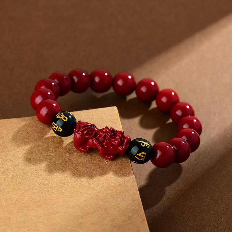 朱砂五路貔貅守护男女款本命年转运珠手链招财运红色-阿里巴巴