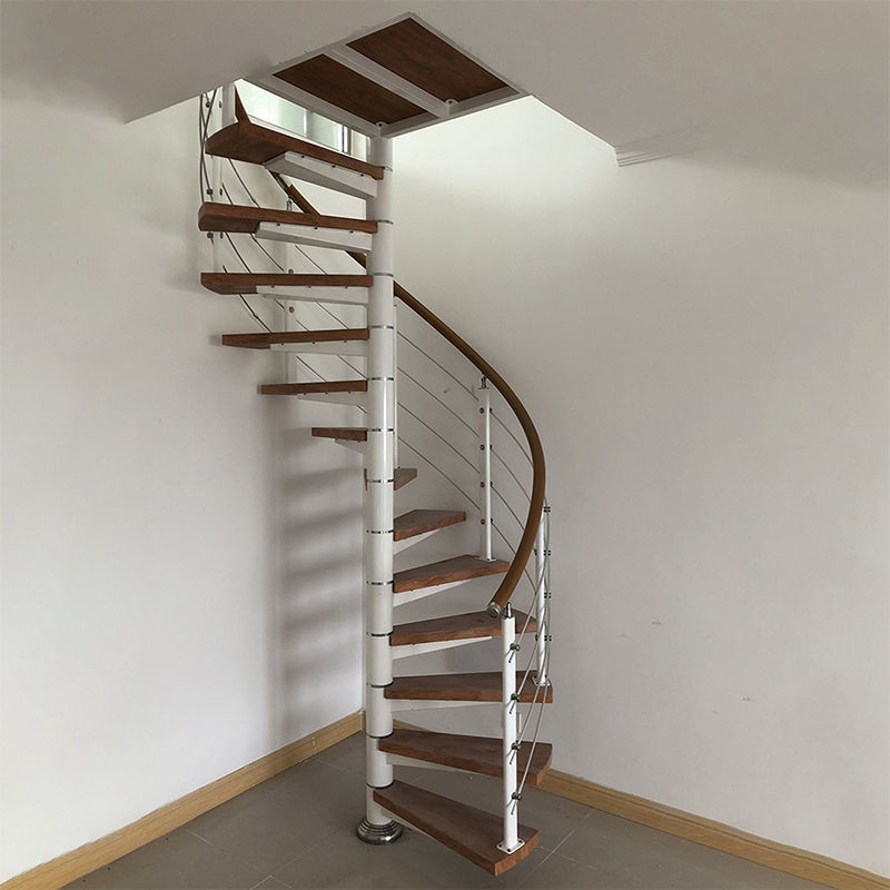 旋转楼梯室内阁楼小型整体复式别墅家用中柱实木公寓楼梯