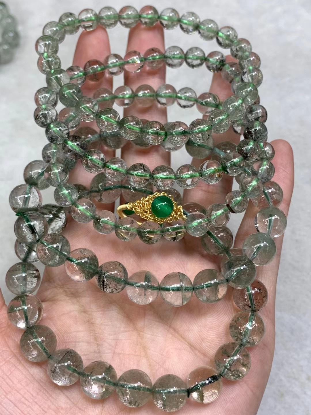 满天星绿幽灵手链晶体通透饱满成色漂亮无红皮表面光滑一手批发