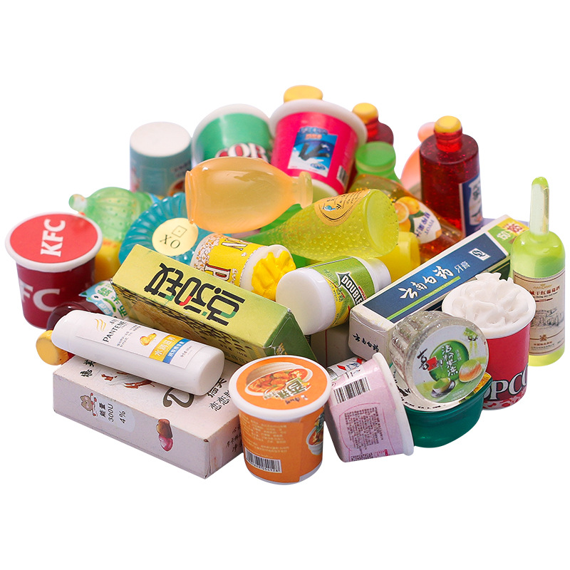 Convenience Store Candy Toy Miniature Supermarket Synthetic Resin Ornament Accessories Playground Toy Diy Three-Dimensional Bottle Wholesale