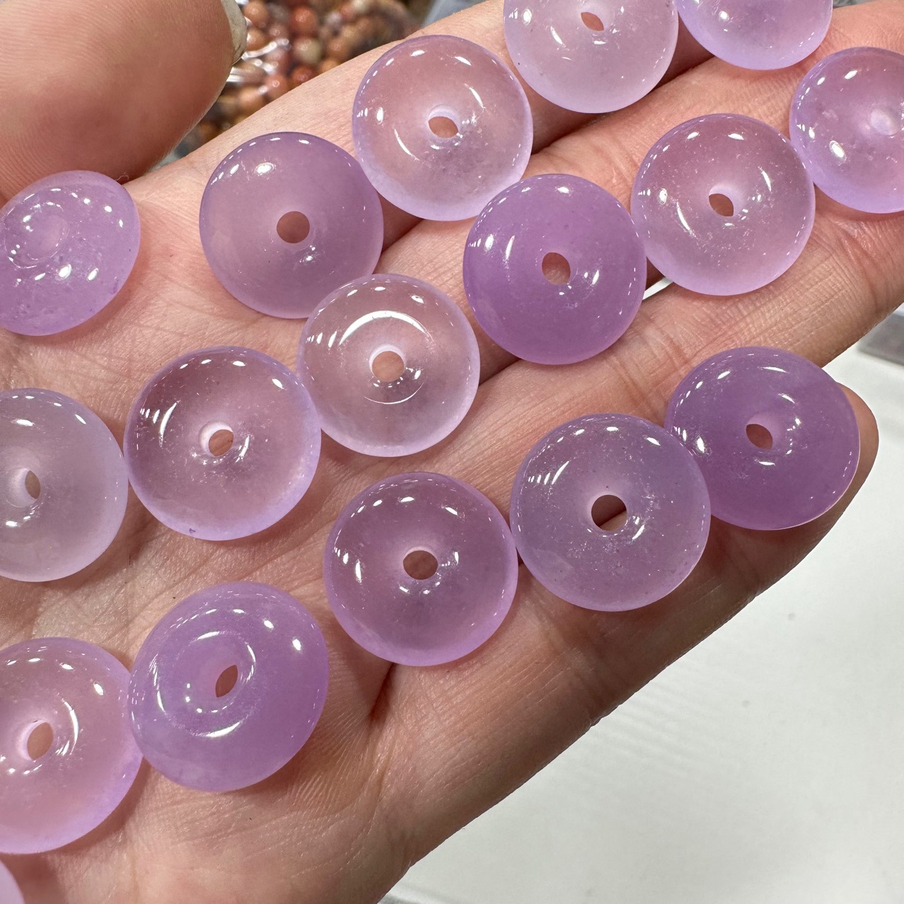 冰透紫罗兰玉髓平安扣diy文玩佛珠饰品配饰手机链手链吊坠包挂项