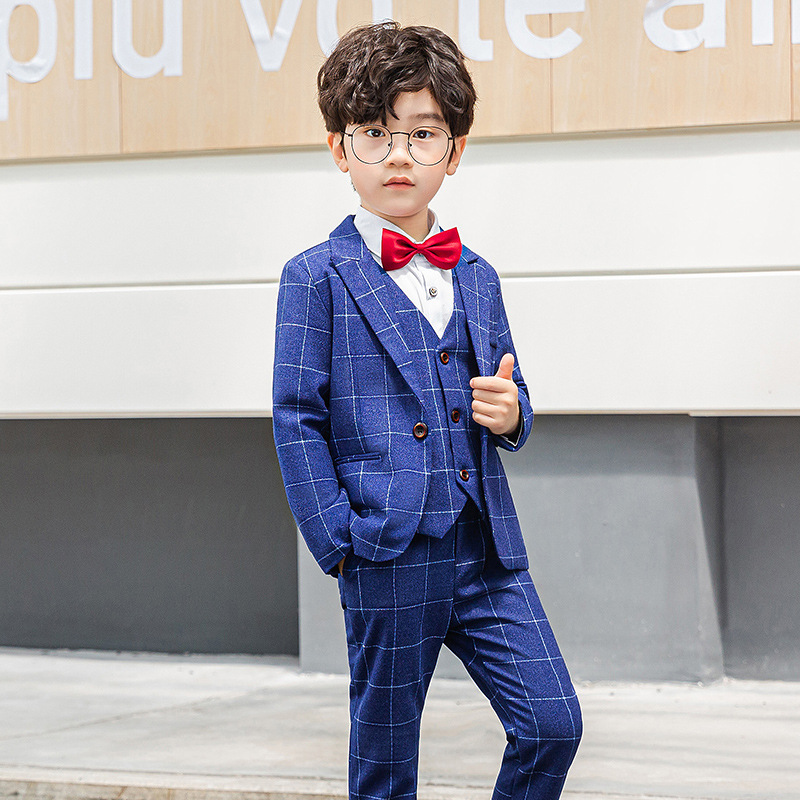 Children's Business Suit Dress for Boys British Boys Korean Style Costume Handsome Flower Girl Small Suit West