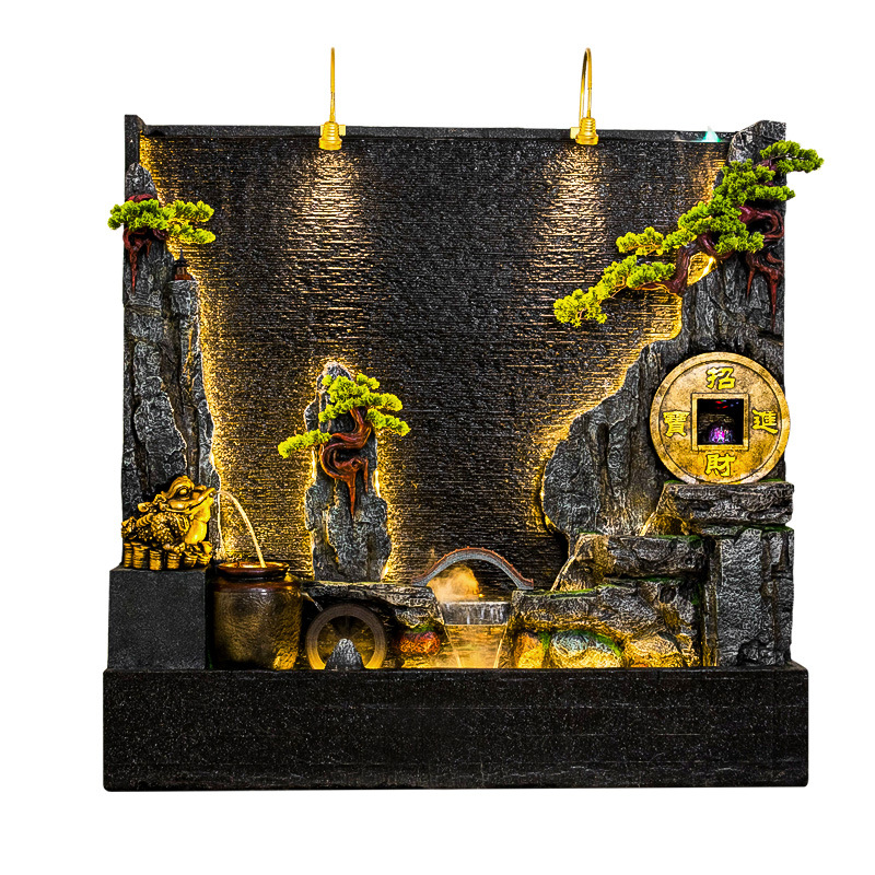 水幕墙流水屏风假山别墅公司水景墙喷泉造景酒店大堂循环水景观