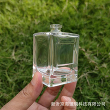 50ml火抛光方瓶带贴标香水瓶便携式香水分装瓶晶白料玻璃瓶子批发