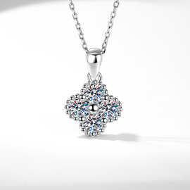 卡克盛s925纯银莫桑石项链高端四叶草吊坠轻奢跨境专供莫桑石项链